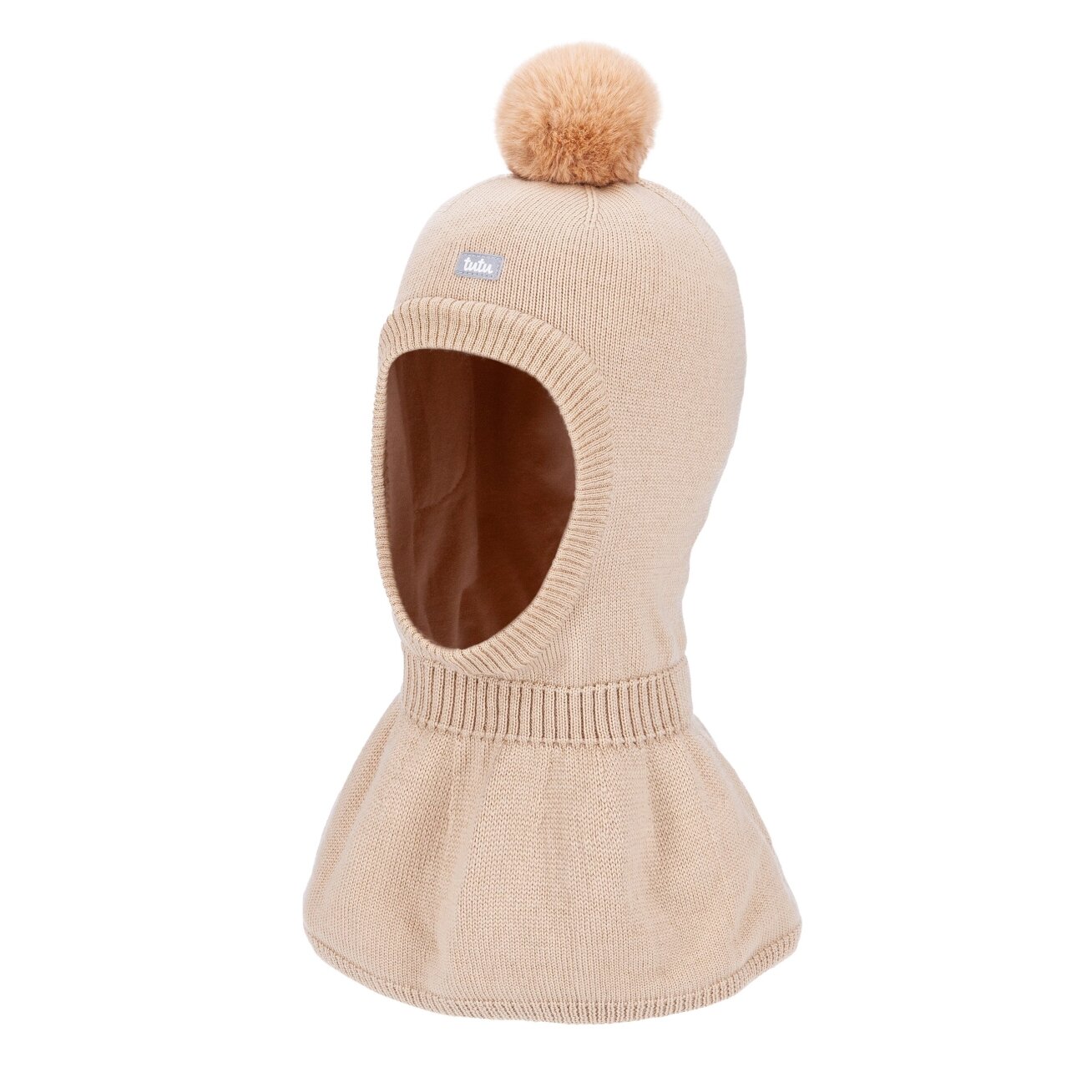 TuTu merino vilnos šalmukas su bumbulu TuTu merino vilnos šalmukas su bumbulu