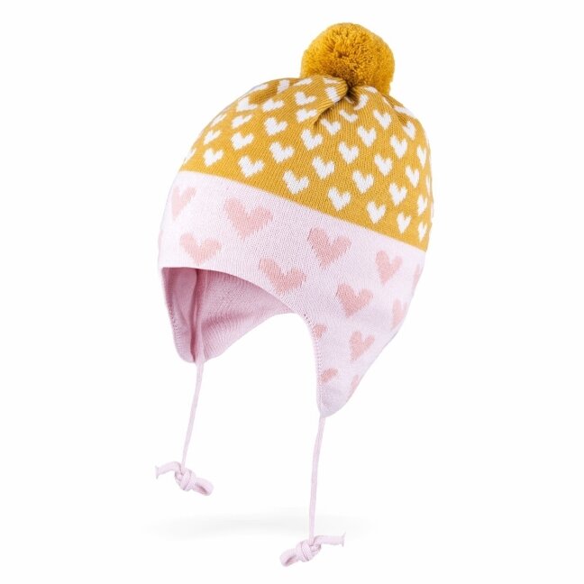 TuTu merino vilnos kepurė su raišteliais Širdelės TuTu merino vilnos kepurė su raišteliais Širdelės
