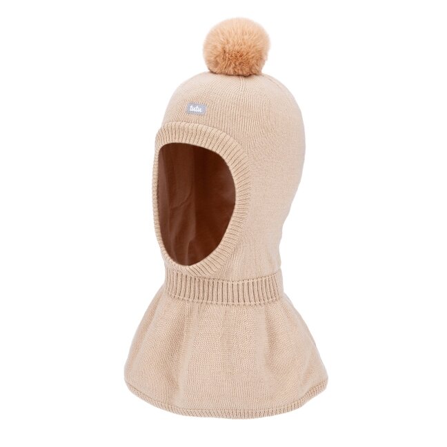 TuTu merino vilnos šalmukas su bumbulu TuTu merino vilnos šalmukas su bumbulu